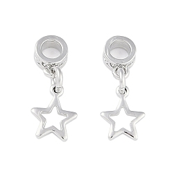 Звезда Латунные подвески, без свинца и без кадмия, платина, звезда, 15 мм, Кулон : 7x5.5x1 мм, отверстие : 2.5 мм