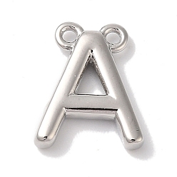 Letter A Стойки обшивки латунные подвески, долговечный, без свинца и без кадмия, письмо амулеты, платина, буква a, 11x9x2 мм, отверстие : 1 мм