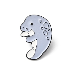 Светлый Стально-синий Сплавочные брошки, эмалевые булавки, ткань для рюкзака, морская жизнь, ламантин, светло-стальной синий, 32x23x1.5 мм