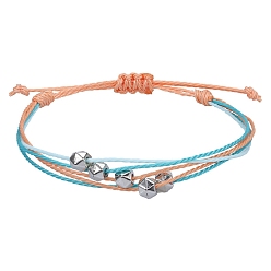 (52) Непрозрачная лаванда Браслеты из многожильных бусин из вощеного шнура в стиле бохо, регулируемые женские браслеты из полигональных бусин, разноцветные, периметр: 5-7/8~11 дюйм (15~28 см)