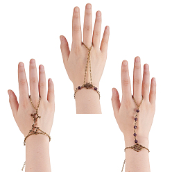 Antique Bronze DIY Ring and Bracelet Making, with Tibetan Style Pendants, Tibetan Style Connectors, Soldered Brass Cable Chain and Glass Beads, Antique Bronze, 7.4x7.2x1.7cm