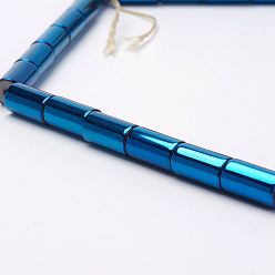 со Синим Покрытием Электролитические магнитные синтетические гематитовые нити, колонка, класс А, с покрытием синим, 6.5x12 мм, отверстие : 1 мм, около 31 шт / нитка, 15.74 дюйм