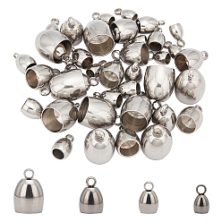 Stainless Steel Color 304 Stainless Steel Cord Ends, End Caps, Stainless Steel Color, 8~14.5x4.5~10mm, Hole: 1.8~2mm, Inner Diameter: 3~8mm, 40pcs/box