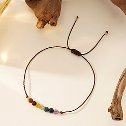 Разноцветный Винтажные минималистичные регулируемые браслеты из натуральных драгоценных камней, красочный