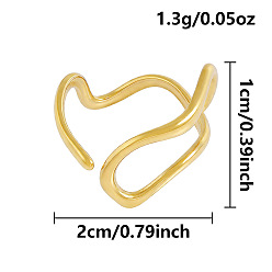 Золотой Неровные линии 304 открытые кольца манжеты из нержавеющей стали, золотые, 10 мм, внутренний диаметр: 20 мм