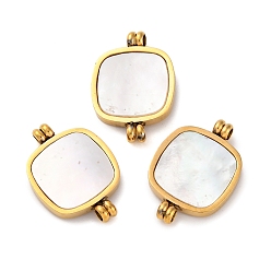 Квадрат Ионное покрытие (IP) 304 подвески-коннекторы из нержавеющей стали с натуральным покрытием, реальный 18 k позолоченный, квадратный, 13x19x2 мм, отверстие : 1.6 мм