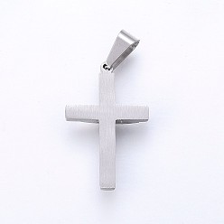 Stainless Steel Color 304 Stainless Steel Pendants, Cross, Stainless Steel Color, 32x20x5mm, Hole: 10x5mm