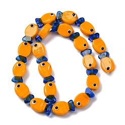 Оранжевый Бусины лэмпворк , рыба, оранжевые, 19.5~21x12~12.5x8~9 мм, отверстие : 1.8 мм