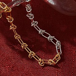 Золотой & Цвет Нержавеющей Стали 11Ммм, двухцветные 304 Цепочки из нержавеющей стали с овальными звеньями для мужчин и женщин, золотые и нержавеющая сталь цвет, 18.11 дюйм (46 см)