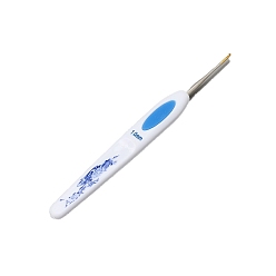 Озёрно--синий Цветочный узор из АБС-пластика, имитация синего и белого фарфора, крючки для вязания, крючок с железным наконечником, инструменты для вязания, Плут синий, 135 мм, штифты : 1 мм