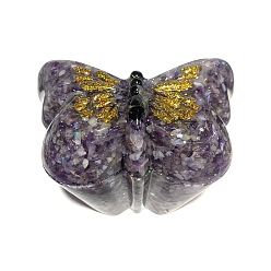 Аметист Природный аметист украшения дисплей, коробка для хранения бабочки из смолы, 115x75x70 мм
