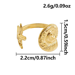 Другие Морские животные 304 открытые кольца манжеты из нержавеющей стали, золотые, форма раковины, 15 мм, размер США 12 3/4 (22 мм)