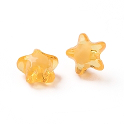 Dark Orange Transparent Acrylic Beads, Bead in Bead, Star, Dark Orange, 12x11x8mm, Hole: 2mm, about 1200pcs/500g