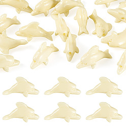 Blé 20 pièces de perles sculptées en corail synthétique, teint, dauphin, blé, 23x9x12mm, Trou: 1mm