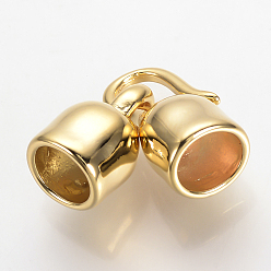Real 18K Gold Plated Brass Hook Clasps, Nickel Free, Real 18K Gold Plated, 25x8mm, Inner Diameter: 5.5~6mm