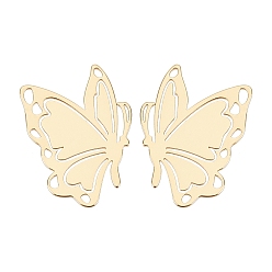 Real 18K Gold Plated Brass Filigree Joiners Links, Long-Lasting Plated, Butterfly, Real 18K Gold Plated, 20x15x0.7mm, Hole: 0.8mm, 20pcs/box