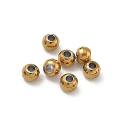 Круглые 304 из нержавеющей стали бусы, ионное покрытие (ip), долговечный, стойки покрытие, реальный 18 k позолоченный, круглые, 4x3 мм, отверстие : 1.6 мм
