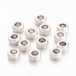 Античное Серебро Сплавочные овальные бусины тибетского стиля , без кадмия и без свинца, кольцо, античное серебро, 6.5x3 мм, отверстие : 3 мм