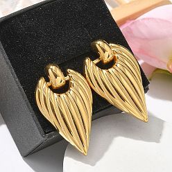 Настоящее золото 18K 304 из нержавеющей стали серьги, сердце, реальный 18 k позолоченный, 33x21 мм