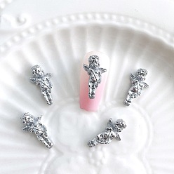 Серебро Ангел из смолы, анаглиф, кабошоны, аксессуары для украшения ногтей для женщин, серебряные, 20x10 мм