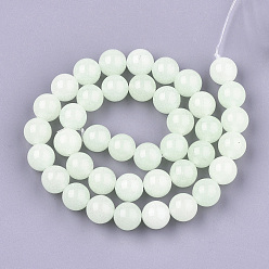 Honeydew Synthetic Luminous Stone Beads Strands, Round, Honeydew, 8mm, Hole: 1mm, about 48pcs/strand, 14.5 inch