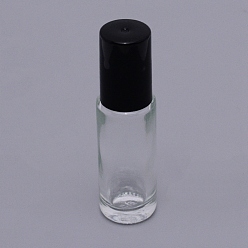 Transparent Transparente Rollerballflaschen, nachfüllbare Flasche, mit Glasperlen, schwarze Plastikhülle, Transparent, 17.5x64.5 mm, Loch: 7 mm, Kapazität: 5 ml