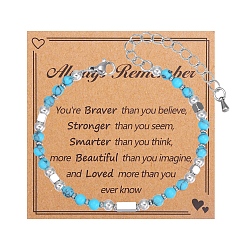 Синтетическая Бирюза Синтетические бирюзовые круглые браслеты из бисера для женщин и мужчин, 7-1/8 дюйм (18 см)