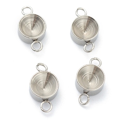 Нержавеющая Сталь Цвет Устойчив к потускнению 202 соединитель из нержавеющей стали со стразами, для заостренного горного хрусталя, плоско-круглые, цвет нержавеющей стали, 13x7x3.5 мм, отверстие : 1.7 мм, пригодный для стразов 6 мм