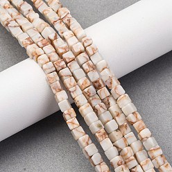 Яшма с Красной Линией Натуральный красный линия яшмы бисер нитей, кубические, 3.5~4.5x3.5~4.5x3.5~4.5 мм, отверстие : 1~1.2 мм, около 90~96 шт / нитка, 15.24~15.55'' (38.7~39.5 см)