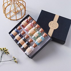 Mixed Stone Mixed Gemstone Bottle Sets, Dollhouse Miniature Glass Cork Bottles Ornament, Glass Empty Wishing Bottles for Doll House Decoration, 52x21mm, 10pcs/set