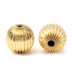 Круглые Латунная гофрированная бисера, долговечный, без кадмия и без свинца, стойки покрытие, реальный 18 k позолоченный, круглые, 15.5 мм, отверстие : 3.5 мм