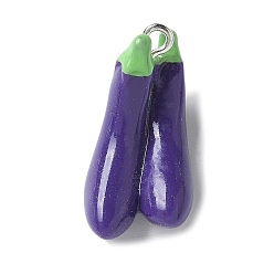 Eggplant Подвески из смоляного железа, искусственные растительные темы, баклажан, 27x23.5x7 мм, отверстие : 1.8 мм