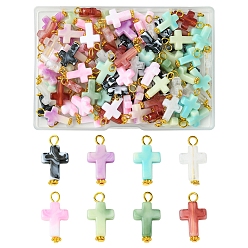 (52) Непрозрачная лаванда 100шт акриловые подвески, С золотыми результатами железа, два тона, крестик, разноцветные, 22 мм, отверстие : 3 мм, 100 шт / комплект