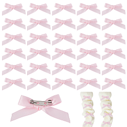 Бледно-Розовый Полиэстеровые булавки с бантом, железные броши для рюкзака, розовый жемчуг, 52x29 мм