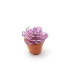 Medium Purple Mini Resin Artificial Succulent Plant Ornaments, Miniature Bonsai, for Dollhouse, Home Display Decoration, Medium Purple, 13x23mm