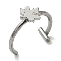 Stainless Steel Color Non-Tarnish 304 Stainless Steel Eyebrow Ring, Lip Piercing and Nose Studs Body Jewelry, Maple Leaf, Stainless Steel Color, 11x12mm, Pin: 1mm