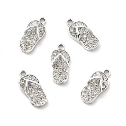 Crystal Alloy Rhinestone Pendants, Platinum Tone Flip-flops Charms, Crystal, 18x8.5x5.3mm, Hole: 1.5mm