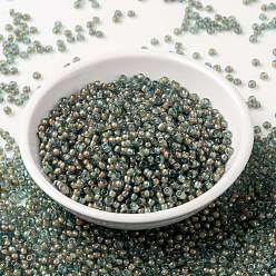 (RR351) Peach Lined Aqua Luster Миюки круглые бусины рокайль, японский бисер, (rr 351) аква-блеск на подкладке из персика, 8/0, 3 мм, отверстие : 1 мм, Около 2111~2277 шт / 50 г