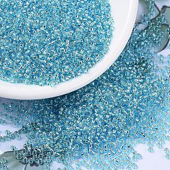 (RR18) Silverlined Aqua Миюки круглые бусины рокайль, японский бисер, 11/0, (rr 18) серебристый цвет морской волны, 2x1.3 мм, отверстия : 0.8 mm, около 50000 шт / фунт