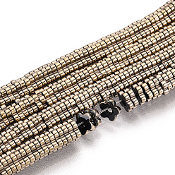 Антично-позолоченный Гальванические нити из синтетических немагнитных гематитовых бусин, вакуумное покрытие pvd, цветок, старинное золотое покрытие, 3.9x3.9x1 мм, отверстие : 1 мм, около 422~426 шт / нитка, 15.67~16.38'' (39.8~41.6 см)