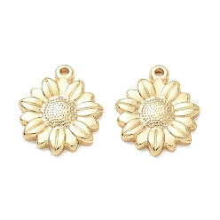 Golden 304 Stainless Steel Pendants, Sunflower Charms, Long-Lasting Plated, Golden, 21.5x18x3mm, Hole: 1.8mm