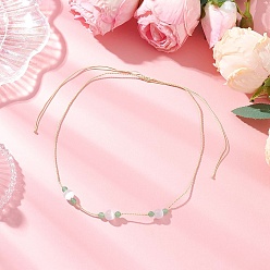 Зеленый Регулируемые плетеные ожерелья из натурального малайзийского нефрита и круглых бусин кошачьего глаза, зелёные, 15.20~24.57 дюйм (38.6~62.4 см)