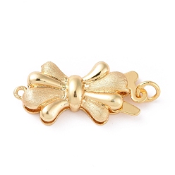 Golden Brass Box Clasps, Textured, Bowknot, Golden, 20x9.5x4mm, Hole: 0.9mm