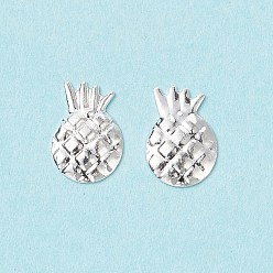 Silver (Defective Closeout Sale: Oxidation) Brass Metallic Nail Cabochons, Nail Art Decoration Accessories, Pineapple, Silver, 8x5x0.5mm, about 1000pcs/bag