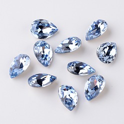 Свет Сапфира Граненая капля k 9 кабошоны со стеклянными стразами, задние и задние, класс А, света сапфир, 14x10x5 мм