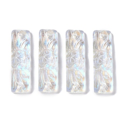 Прозрачный АВ Стеклянные кулоны с краской для выпечки, прямоугольные, ясно AB, 30x9x5.5 мм, отверстие : 1 мм
