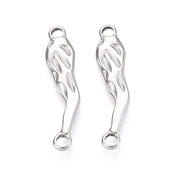 Нержавеющая Сталь Цвет 304 подвески-подвески в виде острого перца из текстурированной нержавеющей стали, не тускнеет, цвет нержавеющей стали, 33x7x2.5 мм, отверстие : 2.5 мм