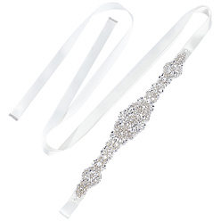 Blanc Ceinture de robe de mariée en strass cristal, ceinture de mariée à fleurs, blanc, 108-5/8 pouce (276 cm)