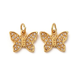 Кристалл 304 из нержавеющей стали горный хрусталь подвески, с целью перехода в кольце, ионное покрытие (ip), бабочка, реальный 18 k позолоченный, кристалл, 8.5x10.5x1.5 мм, отверстие : 2.5 мм