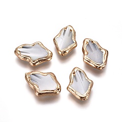 Дригие Морские Ракушки Стеклянные бусы, край позолоченный, hamsa рука / рука fatima / рука miriam, 18.5~20x12.5~14.5x3.5~4 мм, отверстие : 0.8 мм